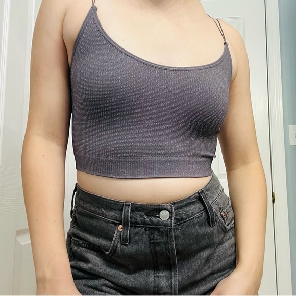 Urban Outfitters Crop Tank Top Lavender Purple Fitted Casual Strappy Small - Picture 7 of 7